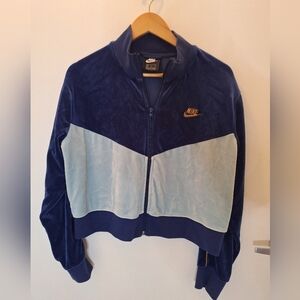 Nike Women’s Velour Zip-Up Track Jacket – Blue/Light Blue Colorblock – Size XL